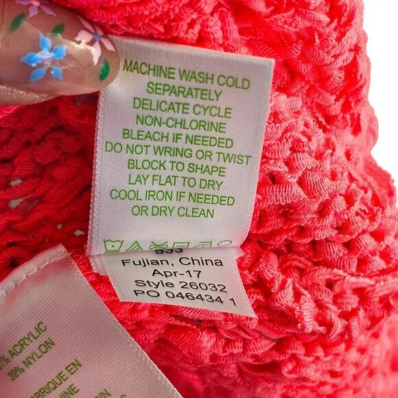 Lilly Pulitzer Hot Pink Neon Knit Fringe Top Sz S - Picture 8 of 9
